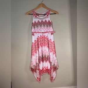 Pink, Gold, and White Formal Dress with Belt